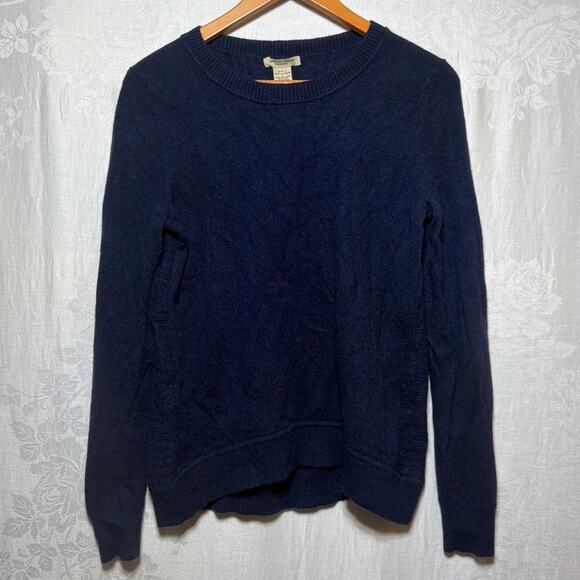 Vertical Design Sweaters - Vertical Design Cashmere Sweater Large Navy Blue 2 Ply Classic Preppy Ribbed